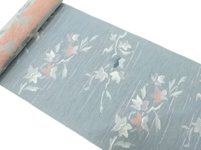 JAPANESE KIMONO / ANTIQUE EIGHT-SIDED OBI BOLT / WOVEN BRANCH / FLOWER